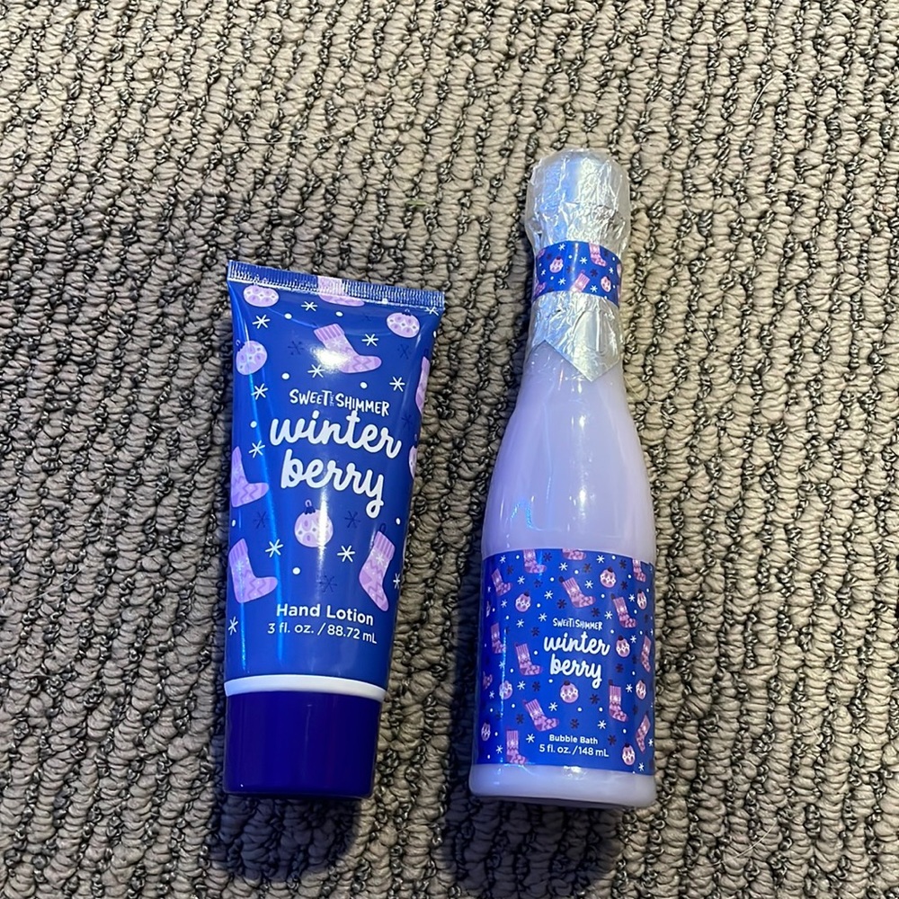 Sweet and shimmer winter berry hand lotion and bubble bath set (from ulta)